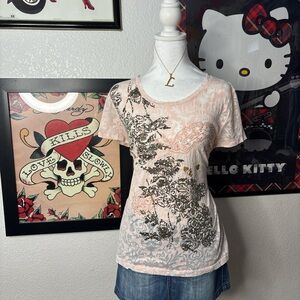 Pink Sheer Graphic Tee